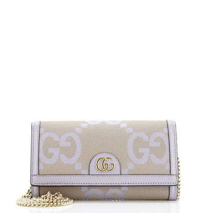 Gucci Ophidia Wallet On Chain Jumbo Gg Canvas With Leather