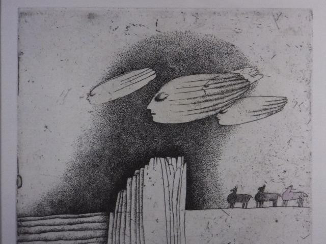 Veronika Paleckova "Portrait" Signed Etching Limited 30 Framed Czech Art