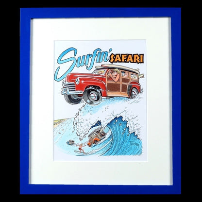 George Trosley Original Pen Drawing Surfin' Safari Signed Usa Framed Cartoons