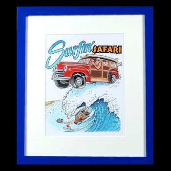 George Trosley Original Pen Drawing Surfin' Safari Signed Usa Framed Cartoons
