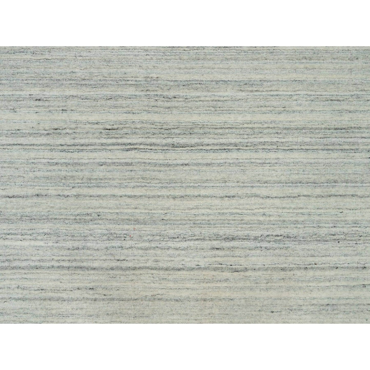 9'1"X12' Alabaster White Hand Loomed Undyed 100% Wool Modern Design Rug