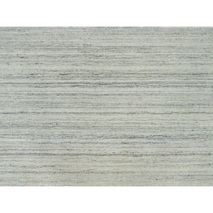 9'1"X12' Alabaster White Hand Loomed Undyed 100% Wool Modern Design Rug