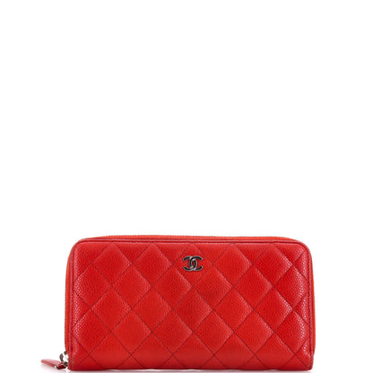 Chanel Zip Around Wallet Quilted Caviar Long