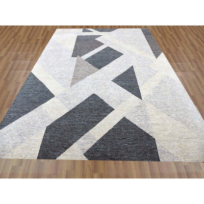 11'10"X15'2" Gray Art Deco Collection Wool Hand Knotted Oversized Rug