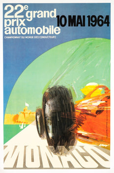 Monaco Grand Prix 1964 J May J Ramel Vintage Automobile Racing Poster