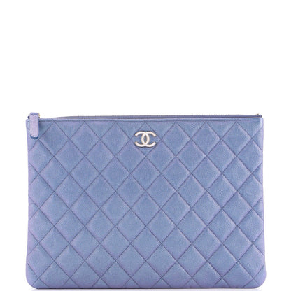 Chanel O Case Clutch Quilted Caviar Medium