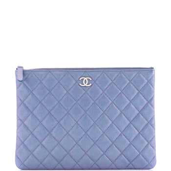 Chanel O Case Clutch Quilted Caviar Medium