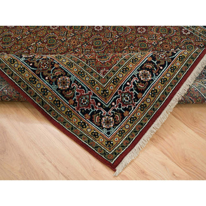 6'1"X9' Red Herrita Design Wool/Silk 175 Kpsi Hand Knotted Rug