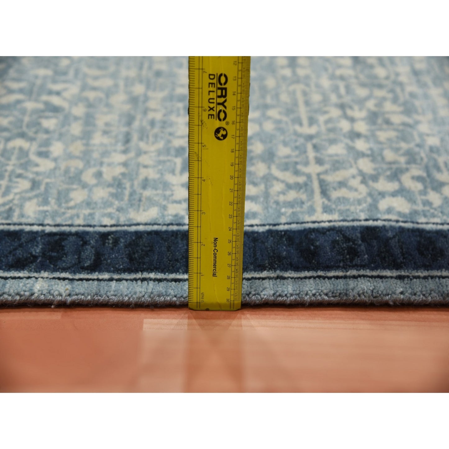 3'1"X5'1" Blue Modern Design Organic Wool Hand Knotted Oriental Rug