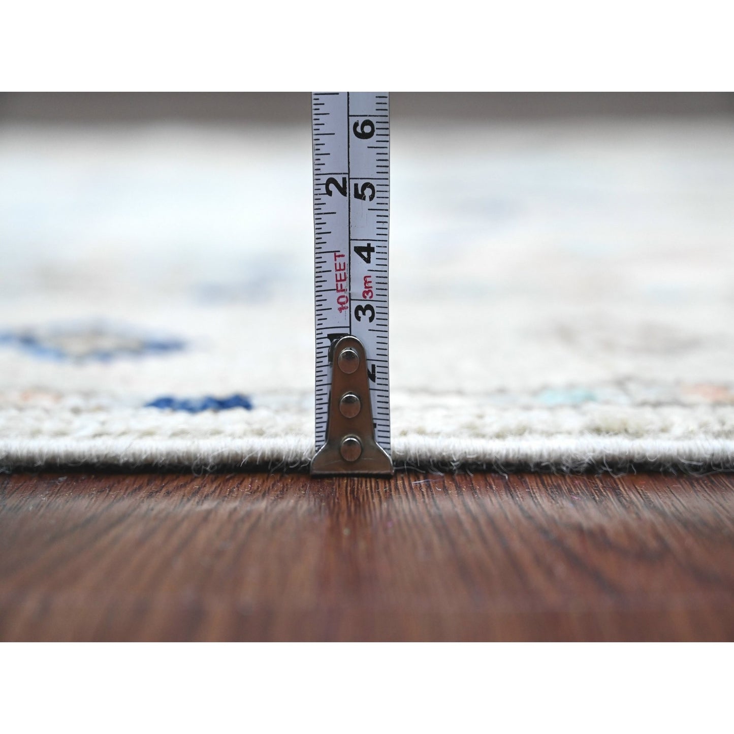 3'1"X11'8" White Anatolian Village Design Wool Hand Knotted Runner Rug