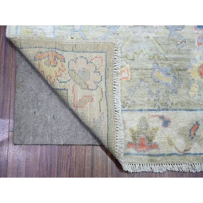 3'X17'7" Goose Gray Hand Knotted Afghan Angora Oushak Wool Runner Rug