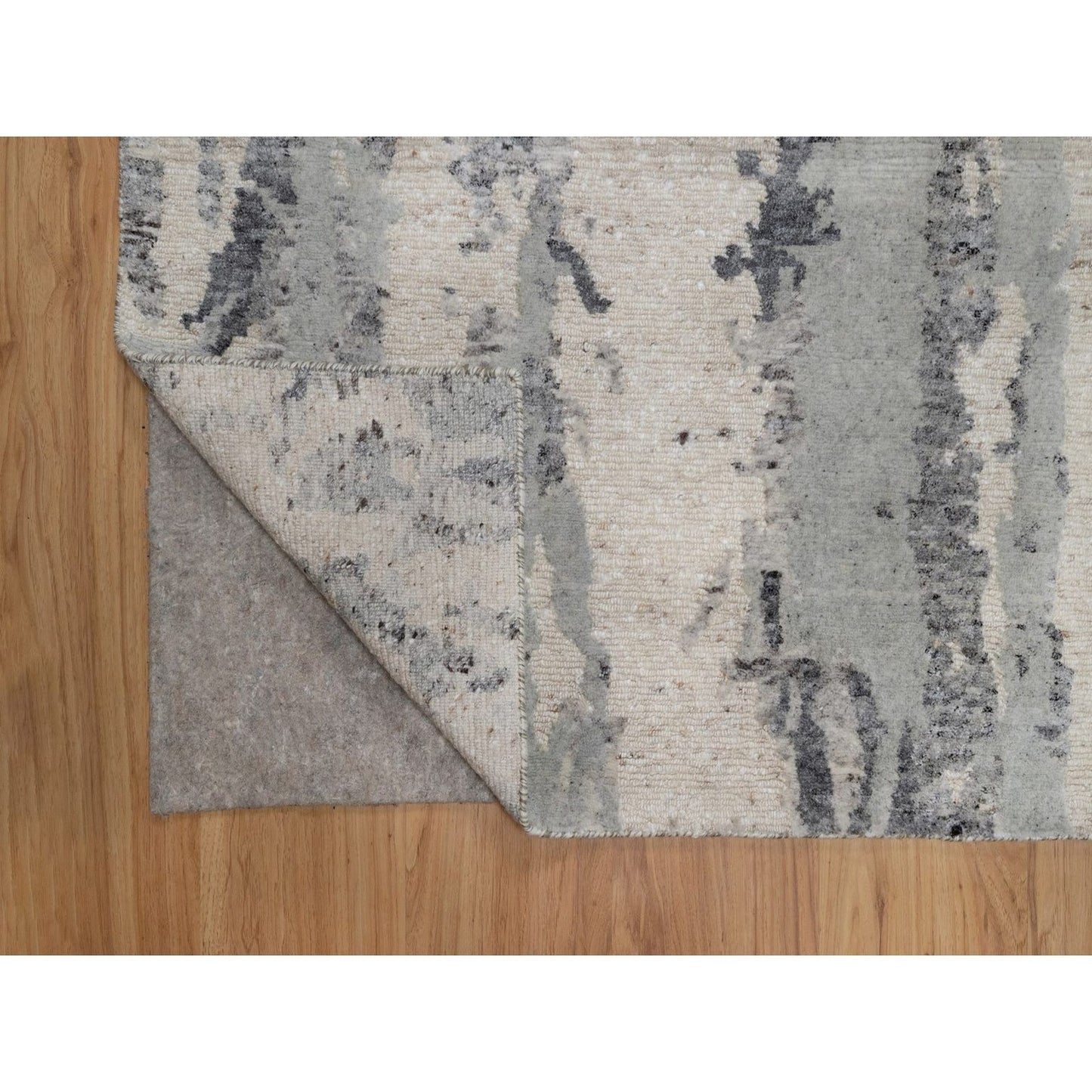 Rug 8'x10' Cream White Modern Design Natural Undyed Wool Hand Knotted