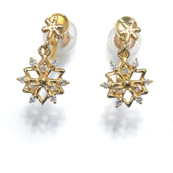 Diamond 0.04Ct/0.04Ct Snowflake Drop Earrings 18K 750 Yellow Gold