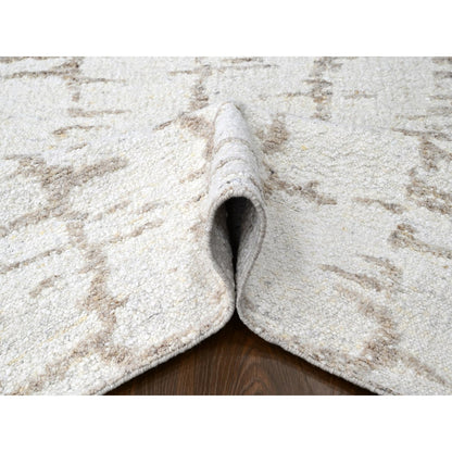 9'3"X12'2" Bone White Minimalist Swedish Design Hand Knotted Wool Rug