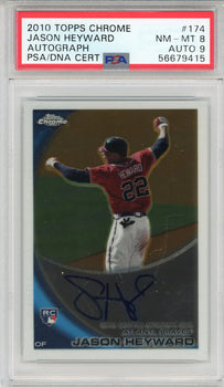 Jason Heyward Autographed 2010 Topps Chrome Rookie Card #174 (Psa 8/9)