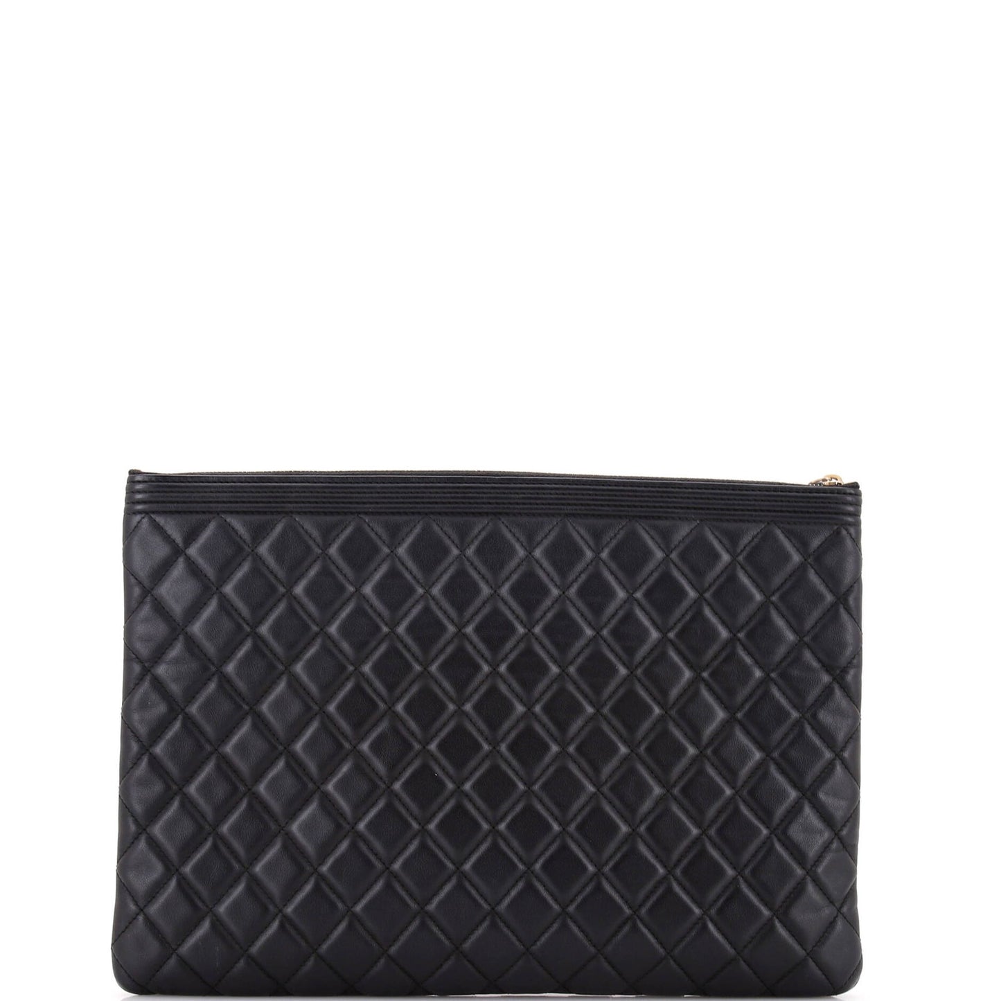 Chanel Boy O Case Clutch Quilted Lambskin Large