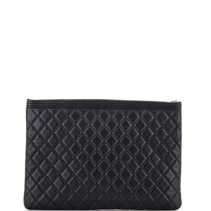 Chanel Boy O Case Clutch Quilted Lambskin Large