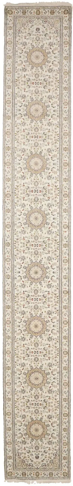Extra Fine Floral Indo-Nain Runner Rug Oversized