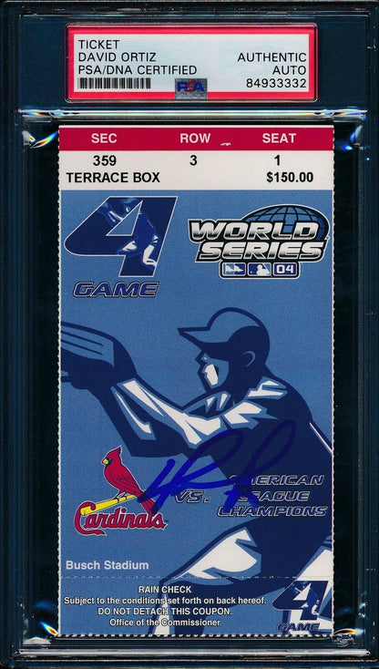 2004 World Series Game 4 Ticket Curse Reversed David Ortiz Signed/Auto Psa/Dna