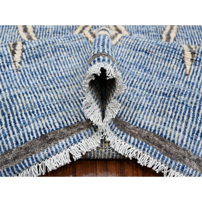 8'X9'8" Bdazzled Blue Snowflake Geometric Design Oriental Rug