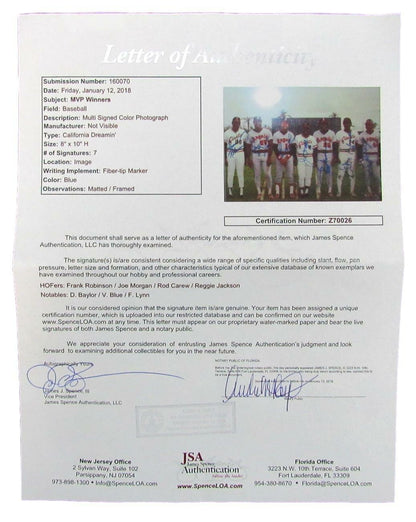 California Dreamin' Mlb Mvps Multi-Signed Framed