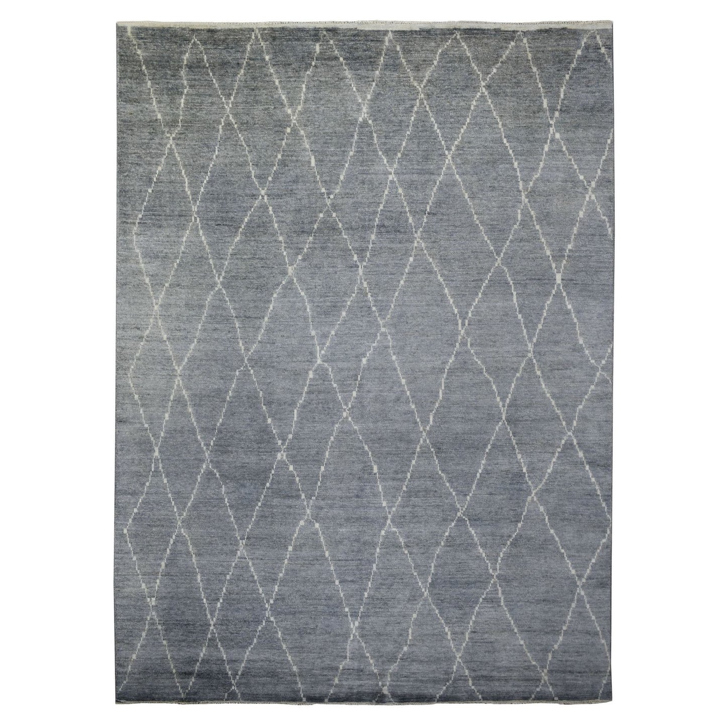 8'6"X11'6" Gray, Hand Knotted, Moroccan Berber, Soft Wool Rug