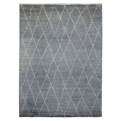 8'6"X11'6" Gray, Hand Knotted, Moroccan Berber, Soft Wool Rug