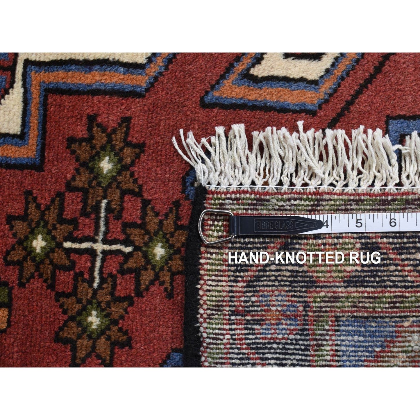 3'5"X5' Red Vintage Bohemian Zoroastrian Khamadan Wool Hand Knotted Rug