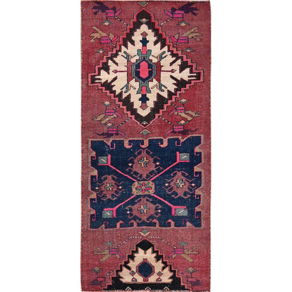 2'7"X6' Red Overdyed Vintage Zoroastrian Hand Knotted Pure Wool Runner Rug