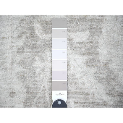 9'9"x14' Battleship Gray Wool White Wash Peshawar Hand Knotted Rug