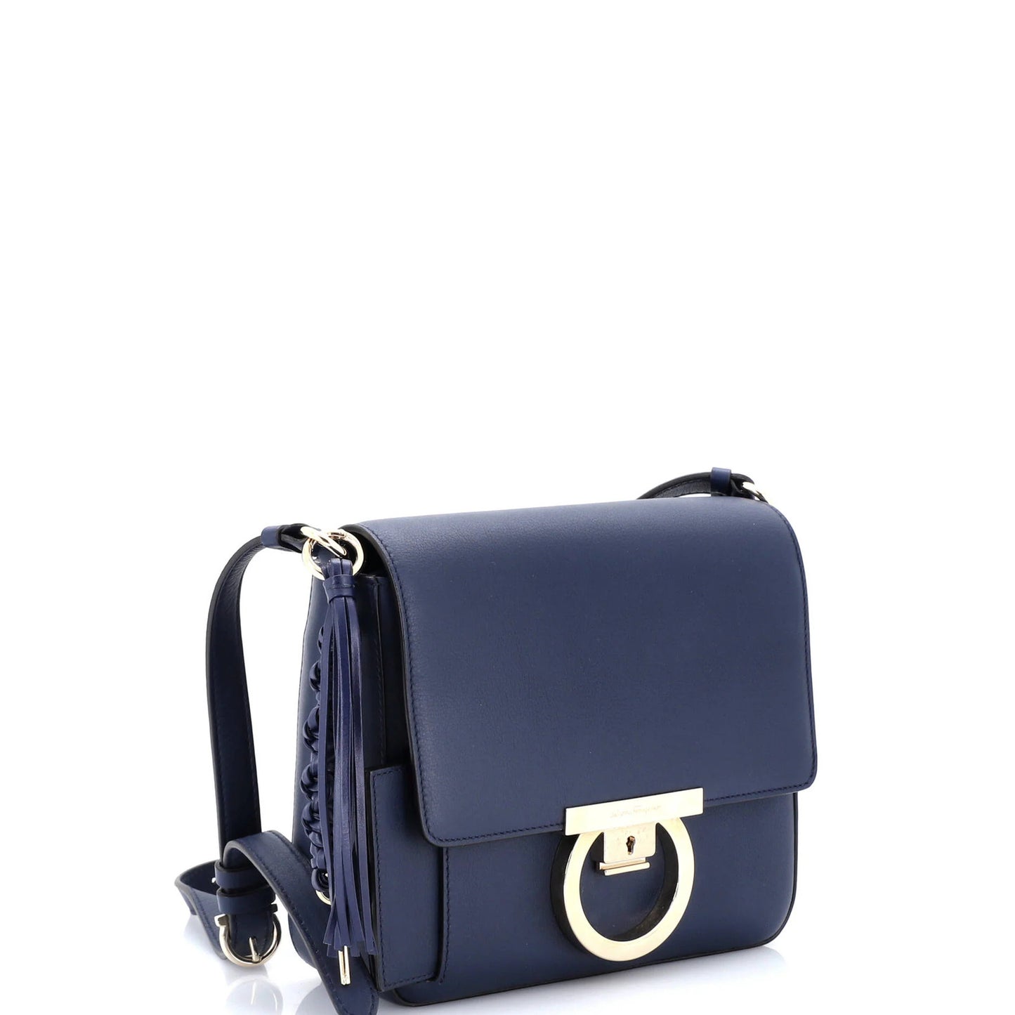 Salvatore Ferragamo Tassel Gancini Lock Flap Shoulder Bag Leather Medium