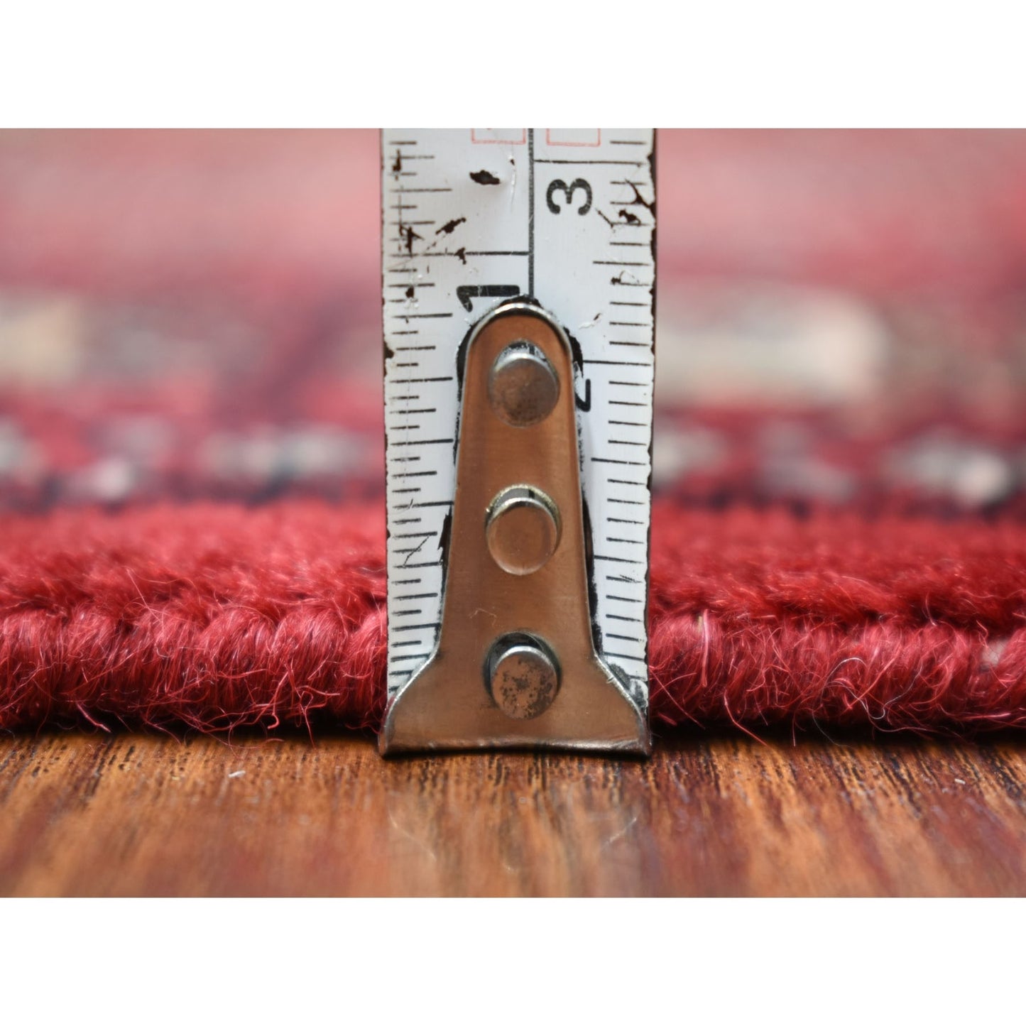 3'X4'10" Organic Wool Hand Knotted Mori Bokara Deep Red Oriental Rug