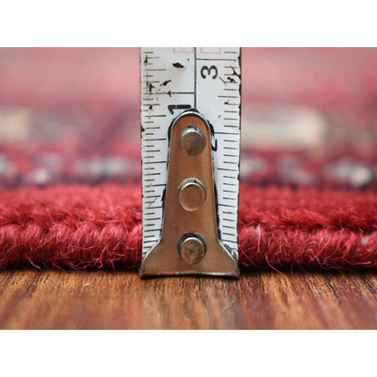 3'X4'10" Organic Wool Hand Knotted Mori Bokara Deep Red Oriental Rug