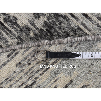 8'X8' Gray Hand Spun Undyed Natural Wool Modern Hand Knotted Round Rug