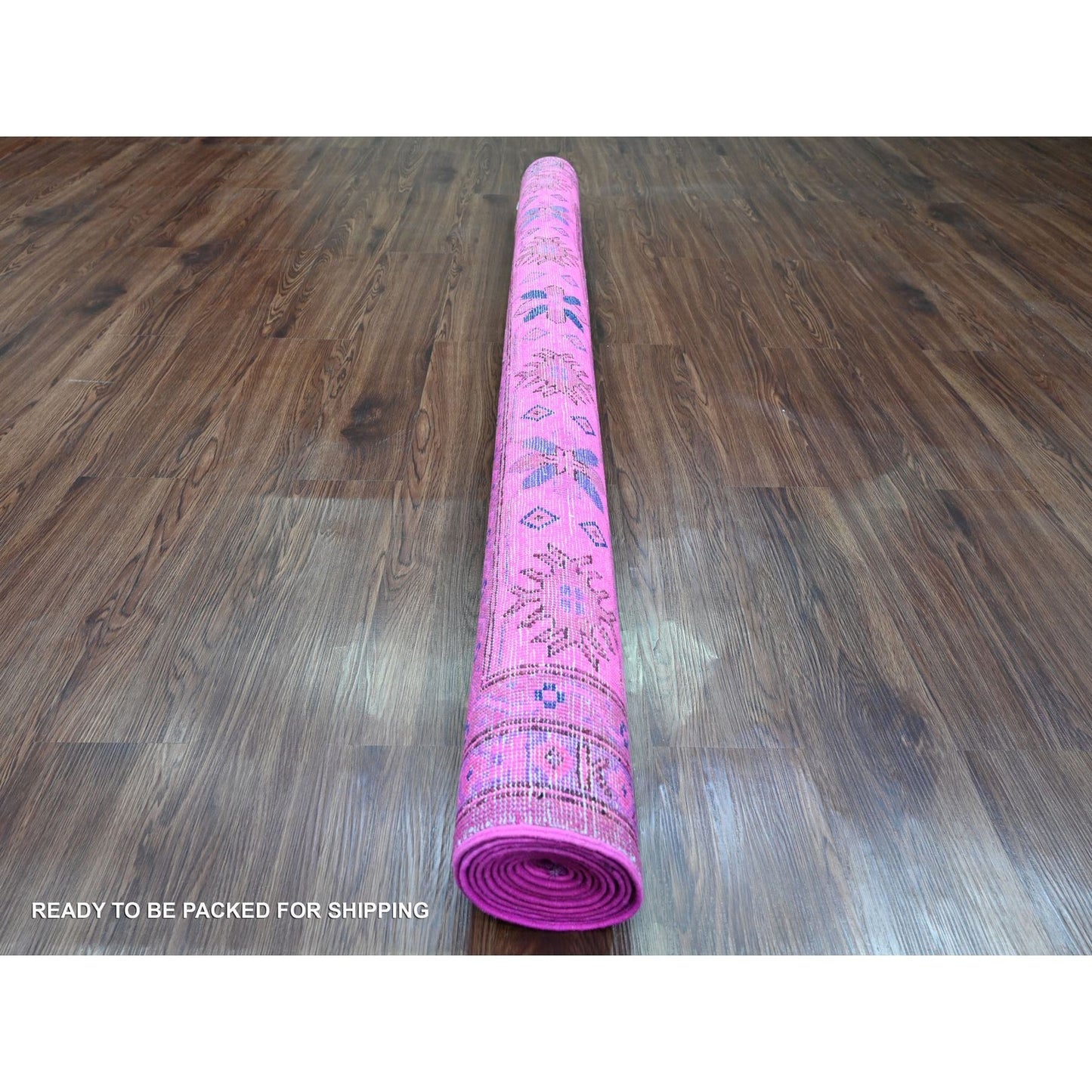 6'X8'6" Pink Overdyed Kazak Geometric Pattern Hand Knotted 100% Wool Rug