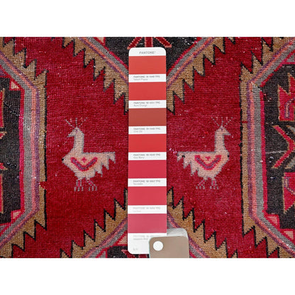 2'7"X9'5" Red Vintage Zoroastrian Khamadan Wool Hand Knotted Runner Rug