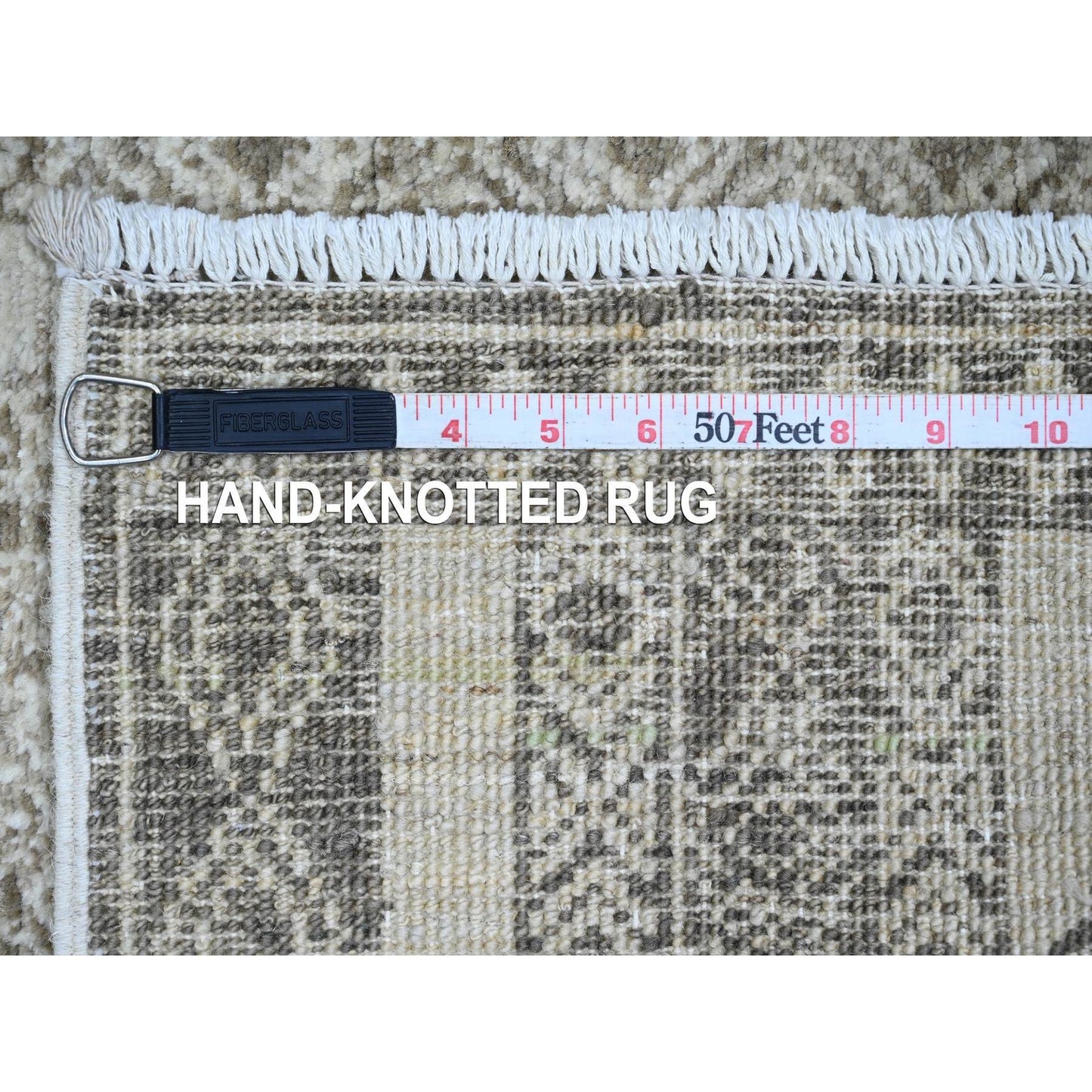 2'6"X11'6" Brown Geometric Berber Influence Wool Hand Knotted Runner Rug