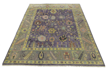 Hand-Knotted Muted Oushak Rug Colorfast Oriental