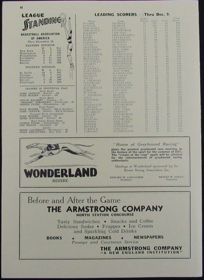 Vintage 1946 Boston Celtics Vs. Philadelphia