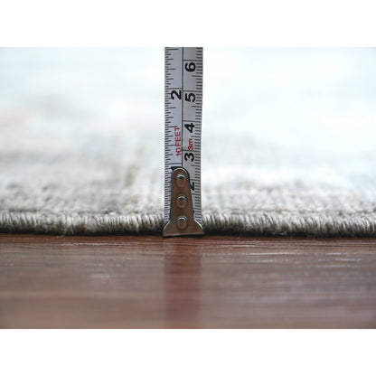 8'X9'8" Nickel Gray Afghan Angora Oushak Leaf Motif Hand Knotted Wool Rug