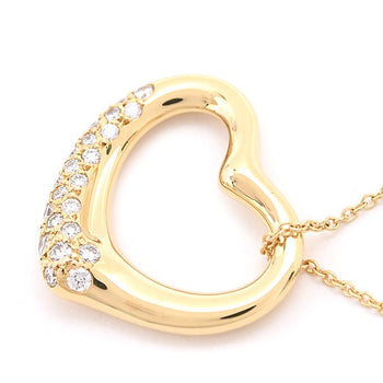 Tiffany & Co. Open Heart Pav Diamond Pendant Necklace 750Yg