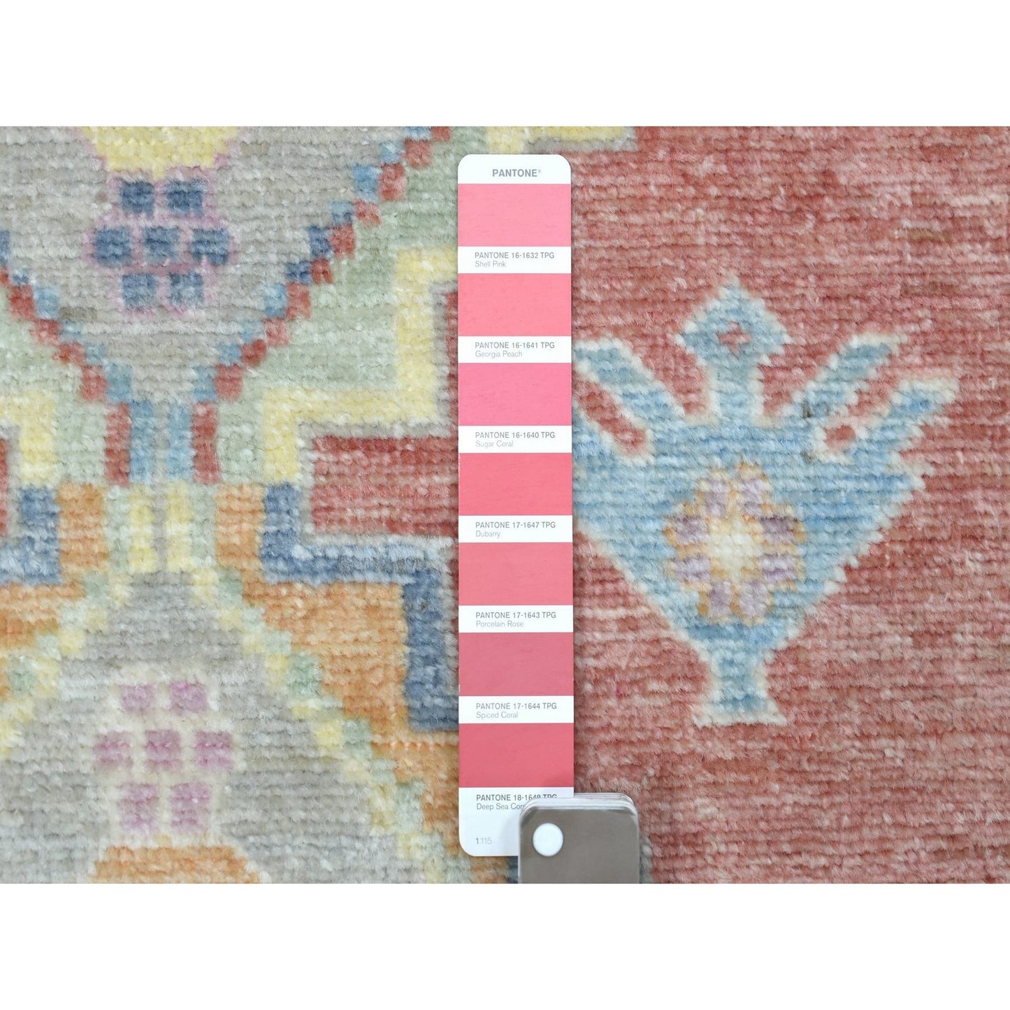 2'10"X9'6" Coral Red Afghan Angora Oushak Wool Hand Knotted Runner Rug