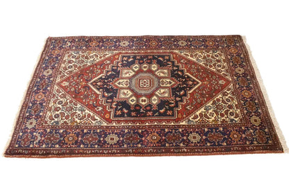 Vintage Bidjar Oriental Rug Geometric Design