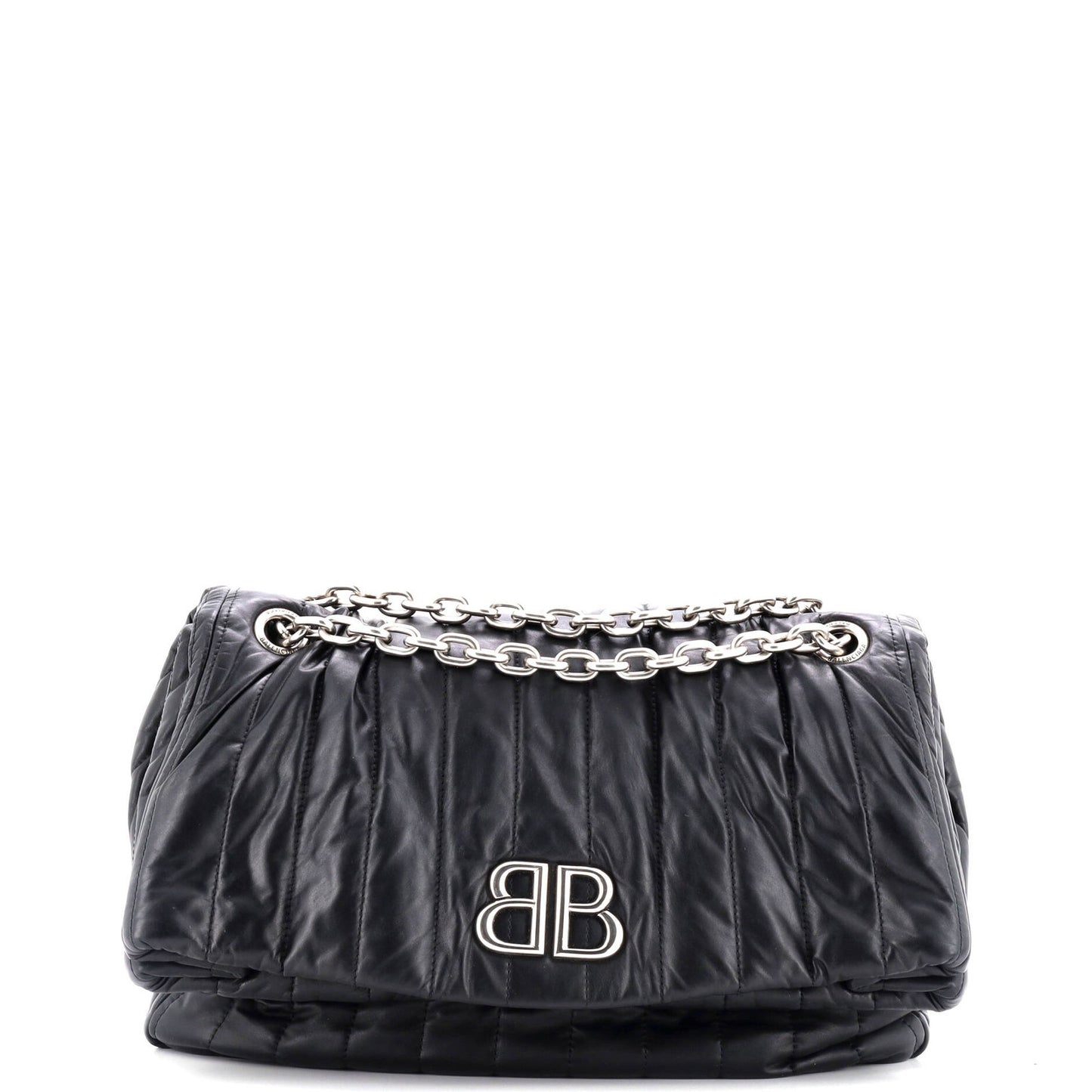 Balenciaga Monaco Chain Flap Shoulder Bag Quilted Leather Medium