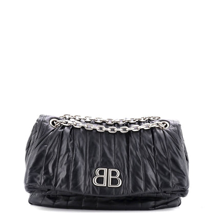 Balenciaga Monaco Chain Flap Shoulder Bag Quilted Leather Medium