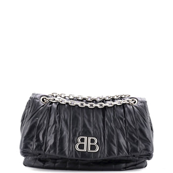 Balenciaga Monaco Chain Flap Shoulder Bag Quilted Leather Medium
