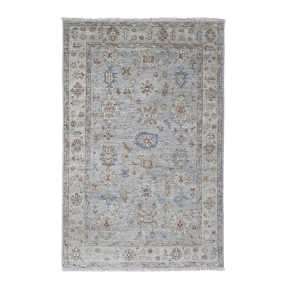 6'2"X9' Wythe Blue Wool Hand Knotted Oushak Design Supple Collection Rug