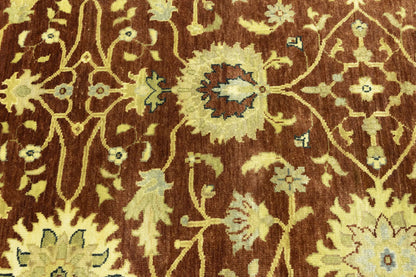 Rust Oushak Chobi Hand-Knotted Wool Rug Floral