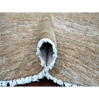 Brown Solid Hand Knotted Ghazni Wool Round 7'9"x7'9" Rug