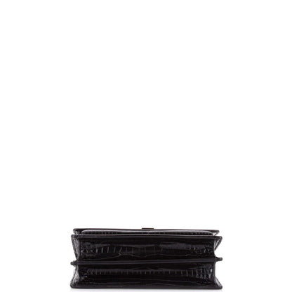 Medium Saint Laurent Sunset Crossbody Bag Crocodile Embossed Leather